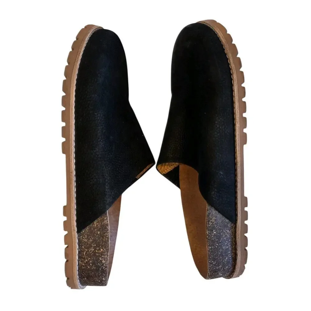 Madewell Layne Clog Mule True Black Nubuck Leather Slip On | 8 EUC Preppy Boho - Picture 5 of 16